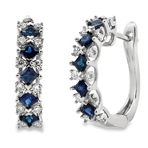 Bids.com .93ct Sapphire Diamond Hoop Earrings 14KT White Gold Earrings White Smoke Default Title
