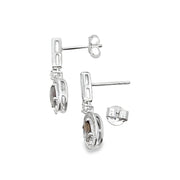 Bids.com .88ct Quartz Diamond Dangle Earrings 10KT White Gold Earrings White Smoke