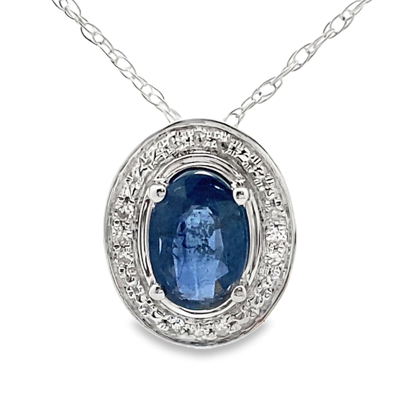 Bids.com .59ct Sapphire Diamond Fashion Pendants 10KT White Gold Pendants White Smoke 18