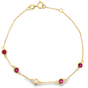 Bids.com .66ct Ruby Diamond Bracelet 14KT Yellow Gold Bracelets White Smoke 6.5-7