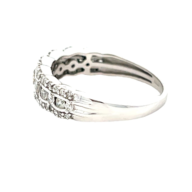 Bids.com .50ct Diamond Wedding Band Ring 14KT White Gold Rings White Smoke 7.0