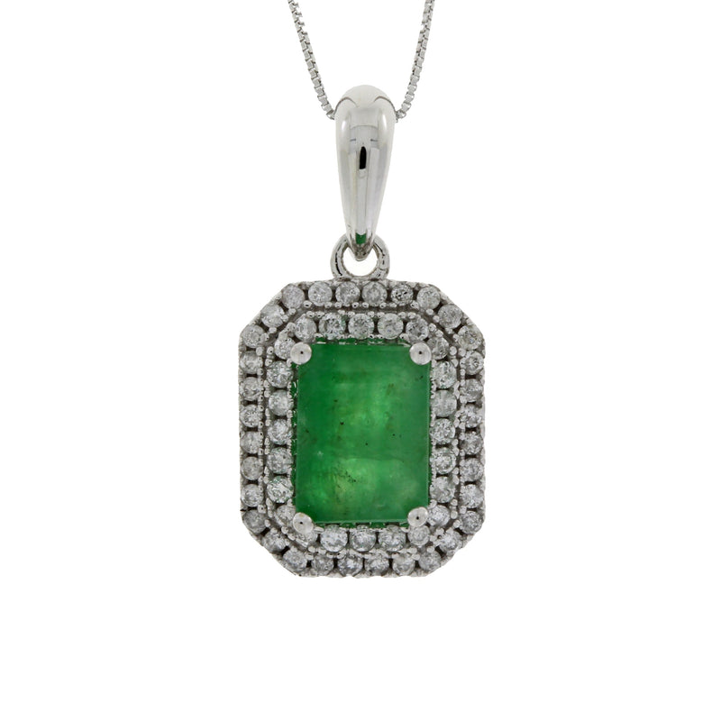Bids.com 1.08ct Emerald Diamond Fashion Pendants 14KT White Gold Pendants White Smoke 18