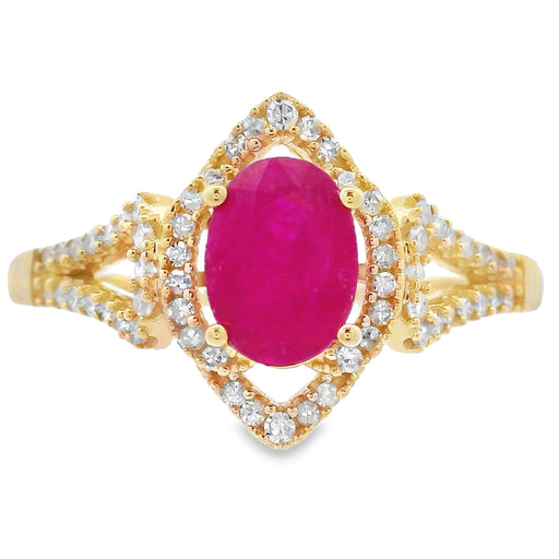 Bids.com 1.26ct Ruby Diamond Ring 14KT Yellow Gold Rings White Smoke 7
