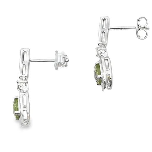 Bids.com 1.23ct Peridot Diamond Dangle Earrings 10KT White Gold Earrings White Smoke
