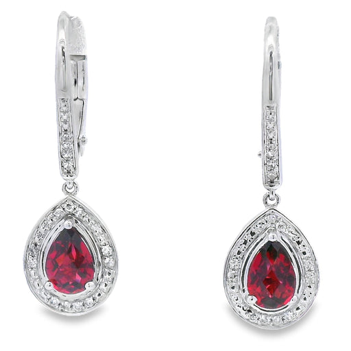 Bids.com 1.05ct Garnet Diamond Dangle Earrings 10KT White Gold Earrings White Smoke Default Title