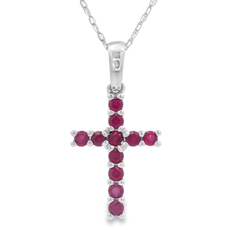 Bids.com .29ct Ruby Cross Religious Pendant 14KT White Gold Pendants White Smoke 18
