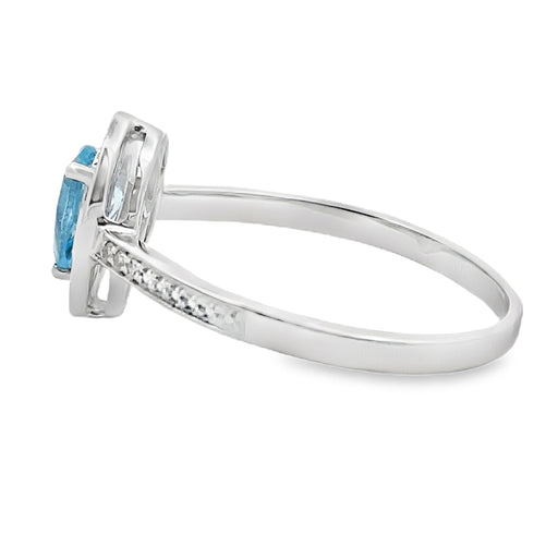 Bids.com .54ct Blue Topaz Diamond Ring 10KT White Gold Rings White Smoke 7.0
