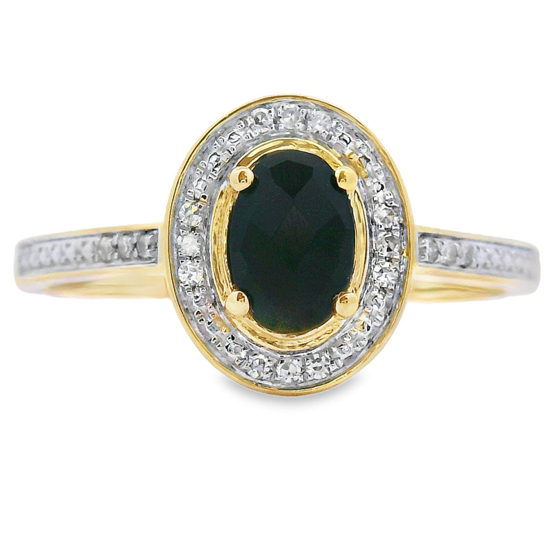 Bids.com .55ct Onyx Diamond Ring 10KT Yellow Gold Rings White Smoke 7.0