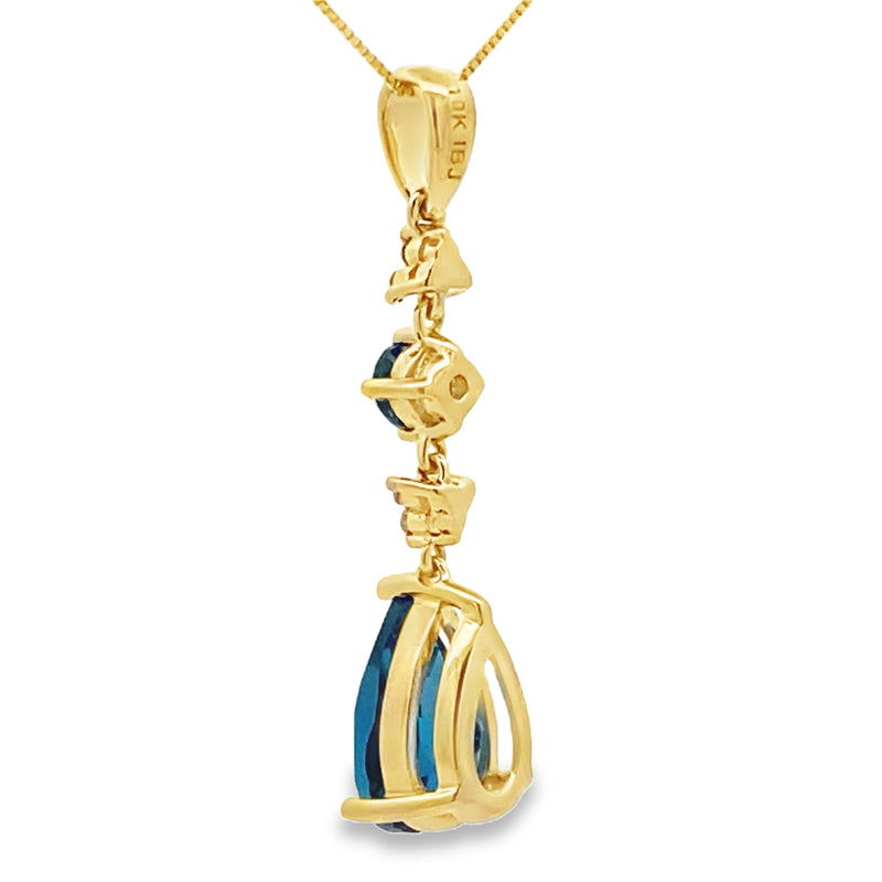 Bids.com London Blue Topaz Fashion Pendants 10KT Yellow Gold Pendants White Smoke 18
