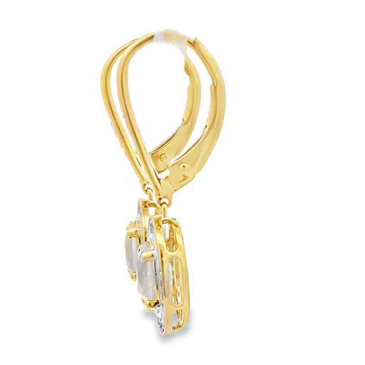 Bids.com Rose Quartz Diamond Dangle Earrings 10KT Yellow Gold Earrings White Smoke