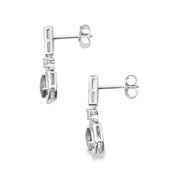 Bids.com .84ct Quartz Diamond Dangle Earrings 10KT White Gold Earrings White Smoke