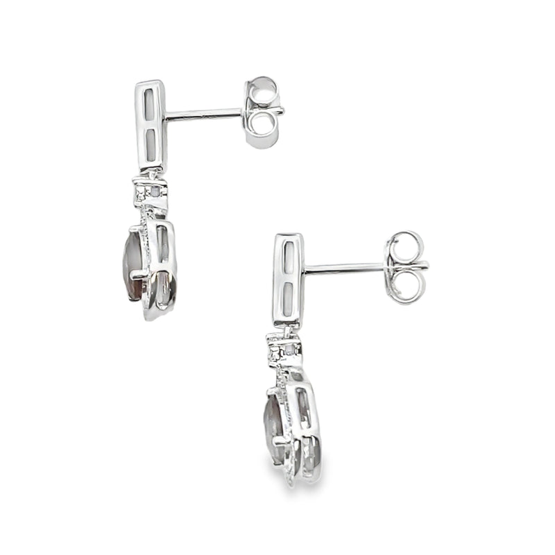 Bids.com .84ct Quartz Diamond Dangle Earrings 10KT White Gold Earrings White Smoke