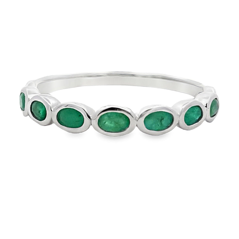 Bids.com .74ct Emerald Fashion band rings 14KT White Gold Rings White Smoke 7.0