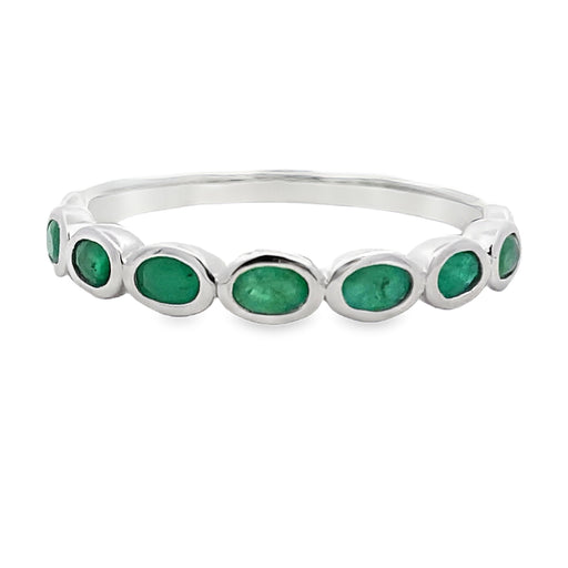 Bids.com .74ct Emerald Fashion band rings 14KT White Gold Rings White Smoke 7.0