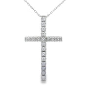 Bids.com .50ct Diamond Cross Religious Pendant 14KT White Gold Pendants White Smoke 18