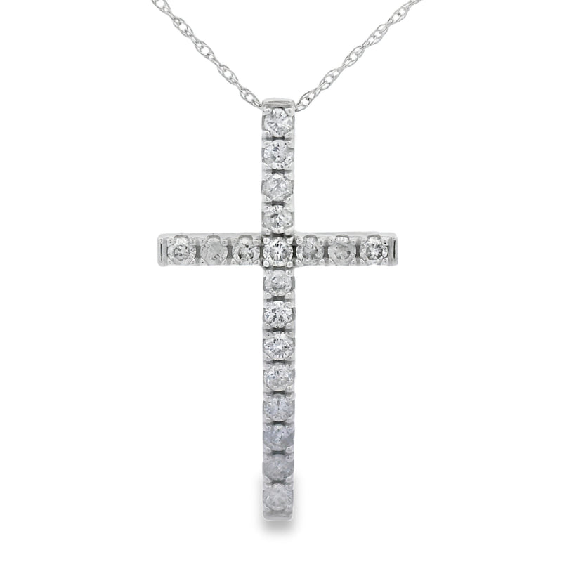 Bids.com .50ct Diamond Cross Religious Pendant 14KT White Gold Pendants White Smoke 18