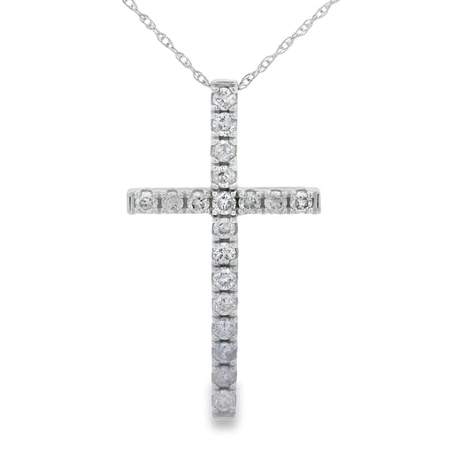 Bids.com .50ct Diamond Cross Religious Pendant 14KT White Gold Pendants White Smoke 18