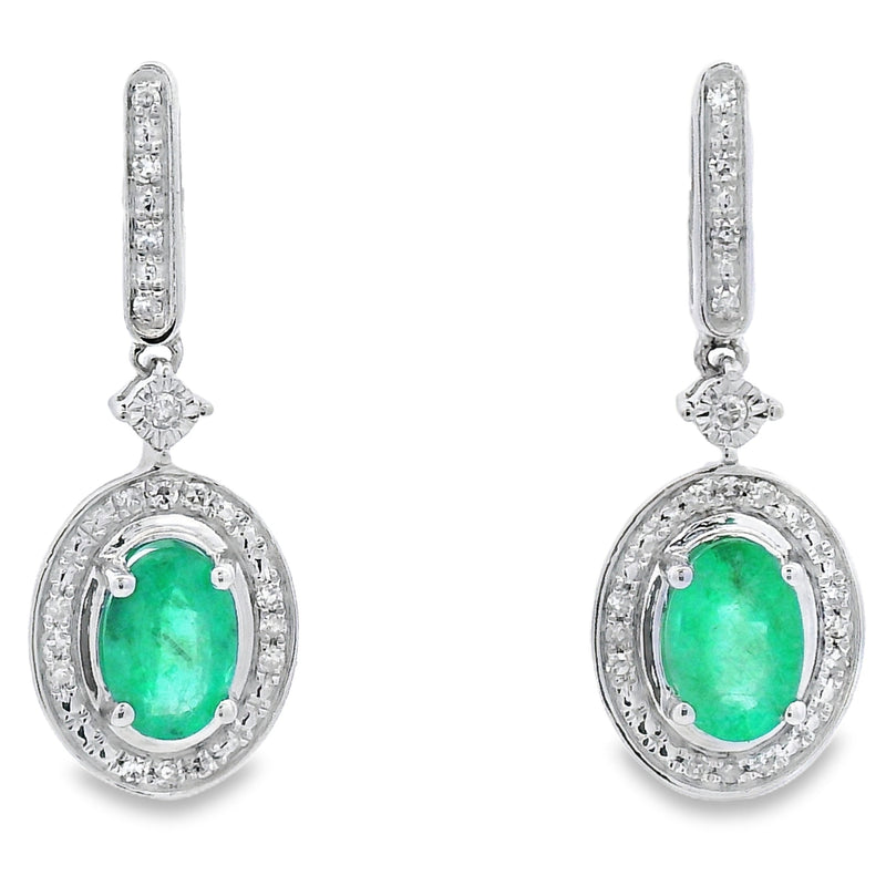 Bids.com .95ct Emerald Diamond Dangle Earrings 10KT White Gold Earrings White Smoke Default Title
