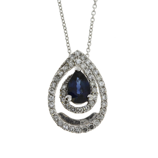 Bids.com .75ct Sapphire Diamond Fashion Pendants 14KT White Gold Pendants White Smoke 18