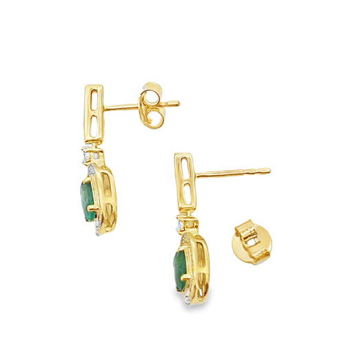 Bids.com .95ct Emerald Diamond Dangle Earrings 10KT Yellow Gold Earrings White Smoke