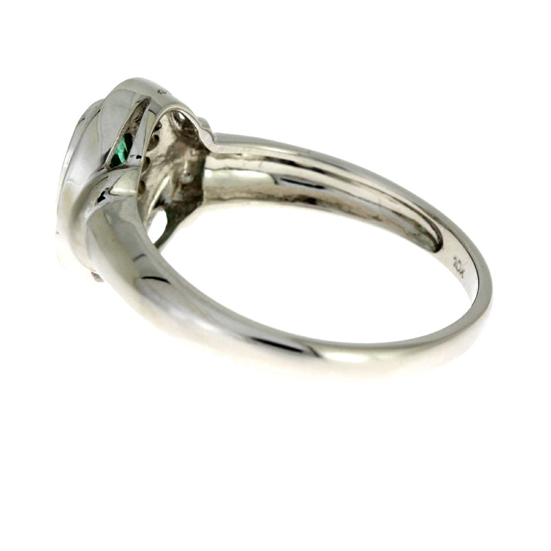 Bids.com .60ct Emerald Diamond Ring 10KT White Gold Rings White Smoke 7.0