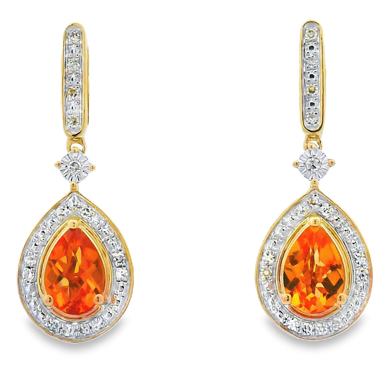 Bids.com .89ct Citrine Diamond Dangle Earrings 10KT Yellow Gold Earrings White Smoke Default Title