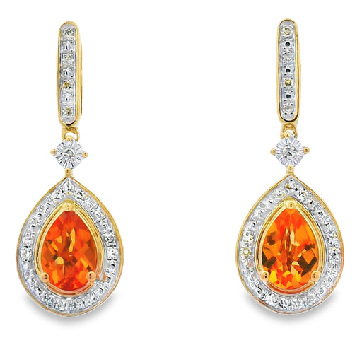 Bids.com .89ct Citrine Diamond Dangle Earrings 10KT Yellow Gold Earrings White Smoke Default Title