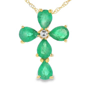 Bids.com .52ct Emerald Cross Religious Pendant 10KT Yellow Gold Pendants White Smoke 18
