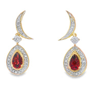 Bids.com .62ct Garnet Diamond Dangle Earrings 10KT Yellow Gold Earrings White Smoke Default Title