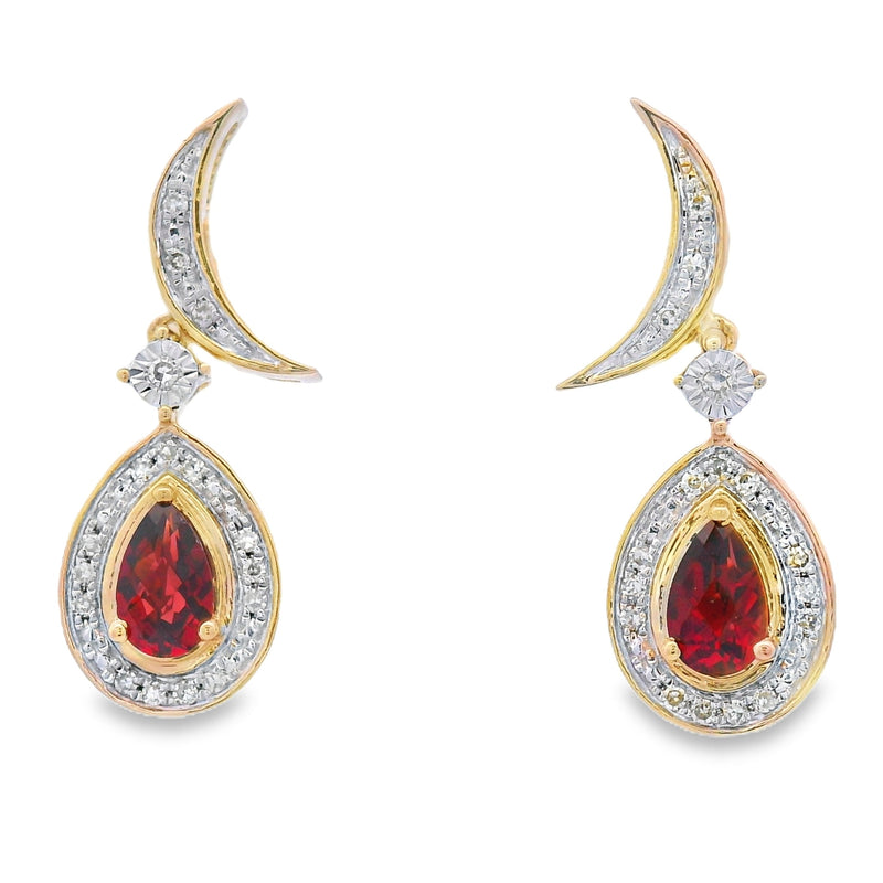 Bids.com .62ct Garnet Diamond Dangle Earrings 10KT Yellow Gold Earrings White Smoke Default Title