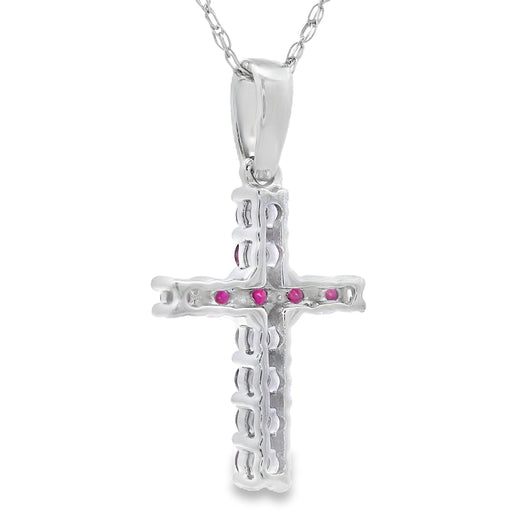 Bids.com .29ct Ruby Cross Religious Pendant 14KT White Gold Pendants White Smoke 18
