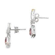 Bids.com .62ct Garnet Diamond Dangle Earrings 10KT White Gold Earrings White Smoke