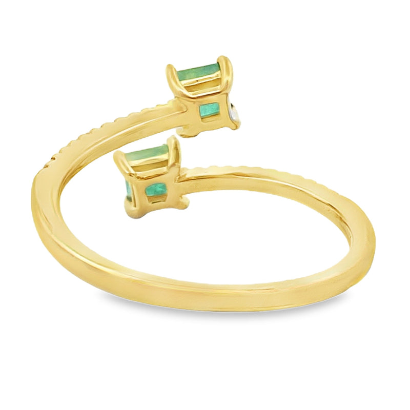 Bids.com .47ct Emerald Diamond Ring 14KT Yellow Gold Rings White Smoke 7