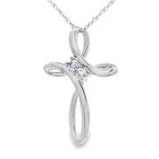 Bids.com .04ct Diamond Cross Religious Pendant 14KT White Gold Pendants White Smoke 18