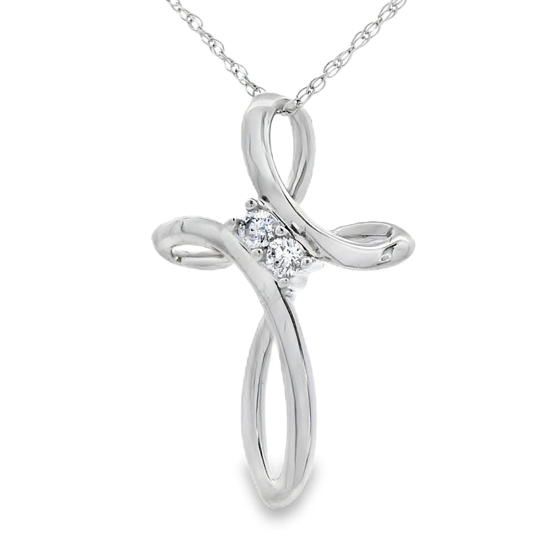 Bids.com .04ct Diamond Cross Religious Pendant 14KT White Gold Pendants White Smoke 18