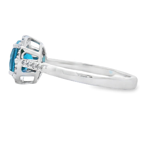 Bids.com 1.35ct London Blue Topaz Diamond Ring 10KT White Gold Rings White Smoke 7.0