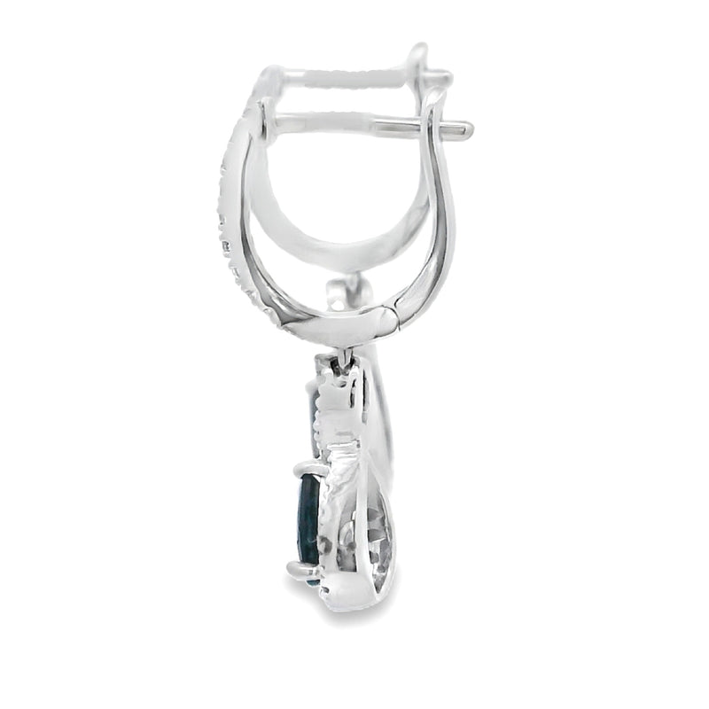 Bids.com .80ct Sapphire Diamond Dangle Earrings 10KT White Gold Earrings White Smoke
