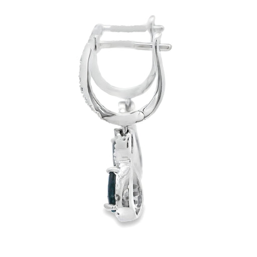 Bids.com .80ct Sapphire Diamond Dangle Earrings 10KT White Gold Earrings White Smoke