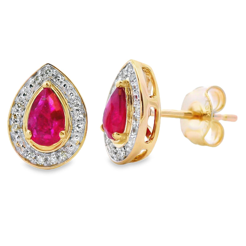 Bids.com .58ct Ruby Diamond Stud Earrings 10KT Yellow Gold Earrings White Smoke Default Title