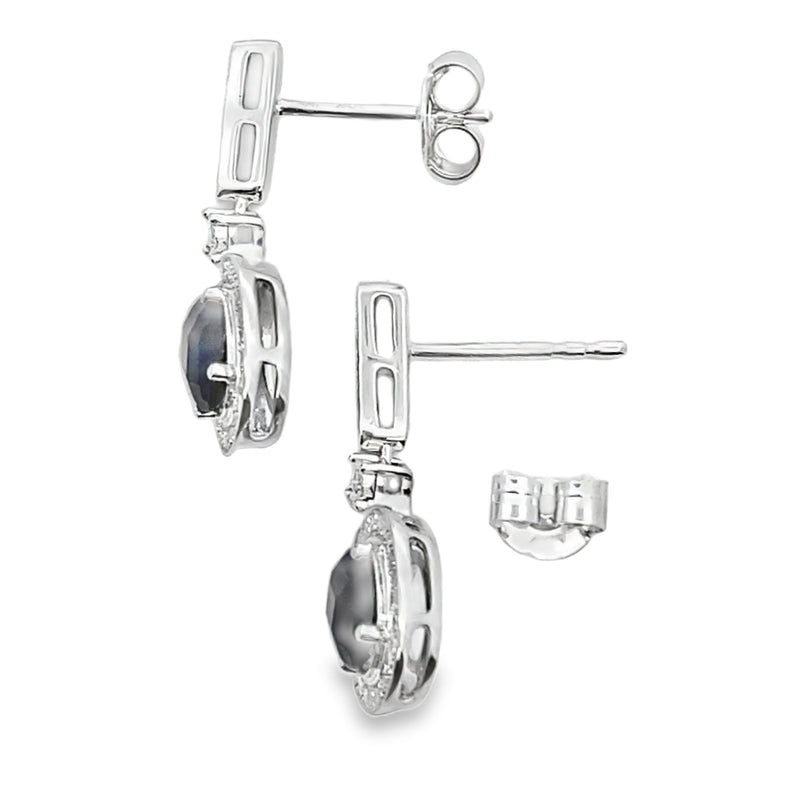 Bids.com 1.06ct Onyx Diamond Dangle Earrings 10KT White Gold Earrings White Smoke