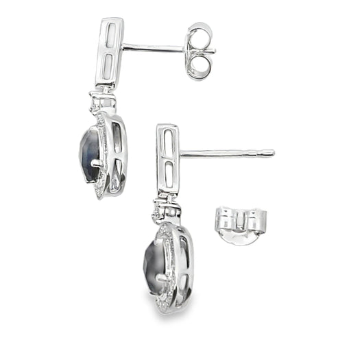 Bids.com 1.06ct Onyx Diamond Dangle Earrings 10KT White Gold Earrings White Smoke