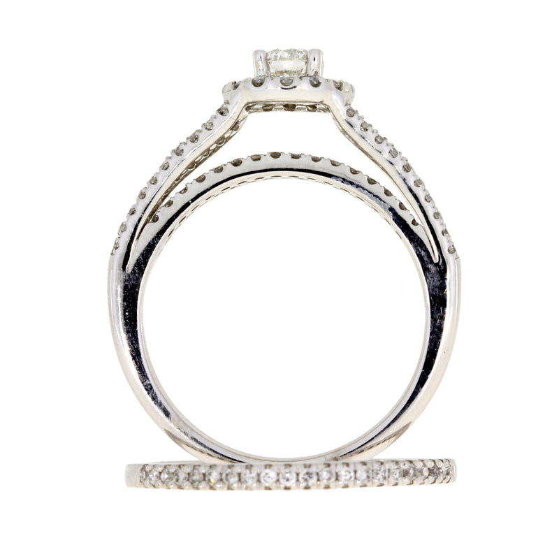 Bids.com 1.00ct Diamond Engagement Ring Set 14KT White Gold Rings White Smoke 7.0