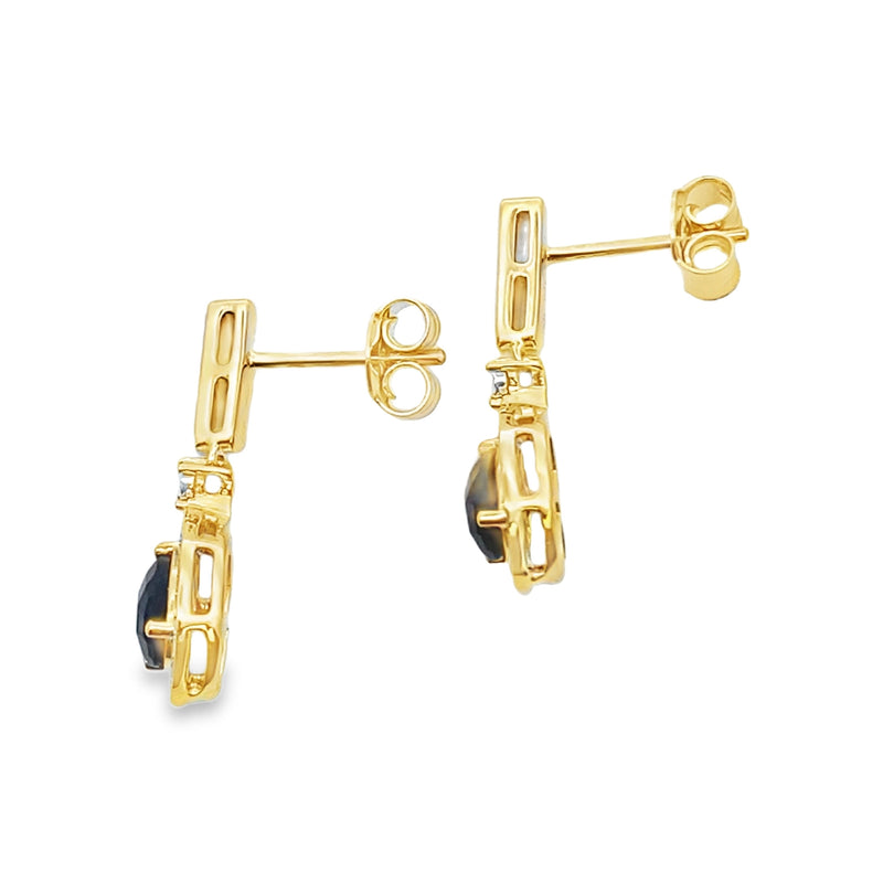 Bids.com .84ct Onyx Diamond Dangle Earrings 10KT Yellow Gold Earrings White Smoke