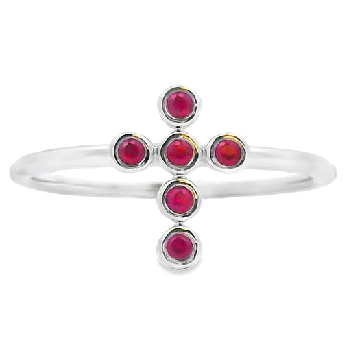 Bids.com .12ct Ruby Cross Ring 14KT White Gold Rings White Smoke 7