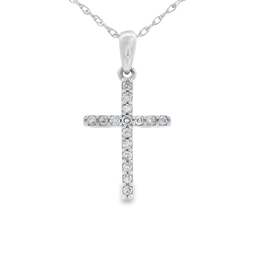Bids.com .10ct Diamond Cross Religious Pendant 14KT White Gold Pendants White Smoke 18