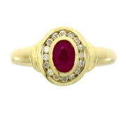 Bids.com .70ct Ruby Diamond Ring 10KT Yellow Gold Rings White Smoke 7.0