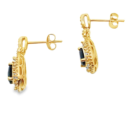 Bids.com 1.22ct Sapphire Diamond Earrings 10KT Yellow Gold Earrings White Smoke