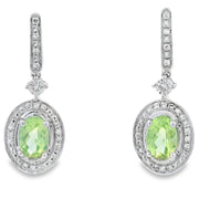 Bids.com 1.23ct Peridot Diamond Dangle Earrings 10KT White Gold Earrings White Smoke Default Title