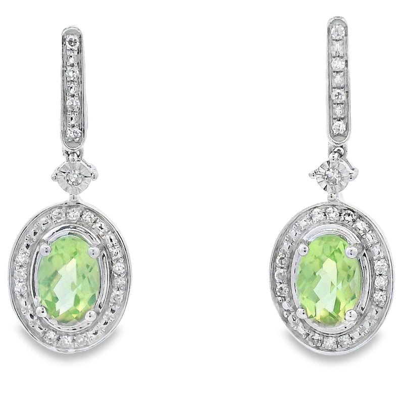 Bids.com 1.23ct Peridot Diamond Dangle Earrings 10KT White Gold Earrings White Smoke Default Title