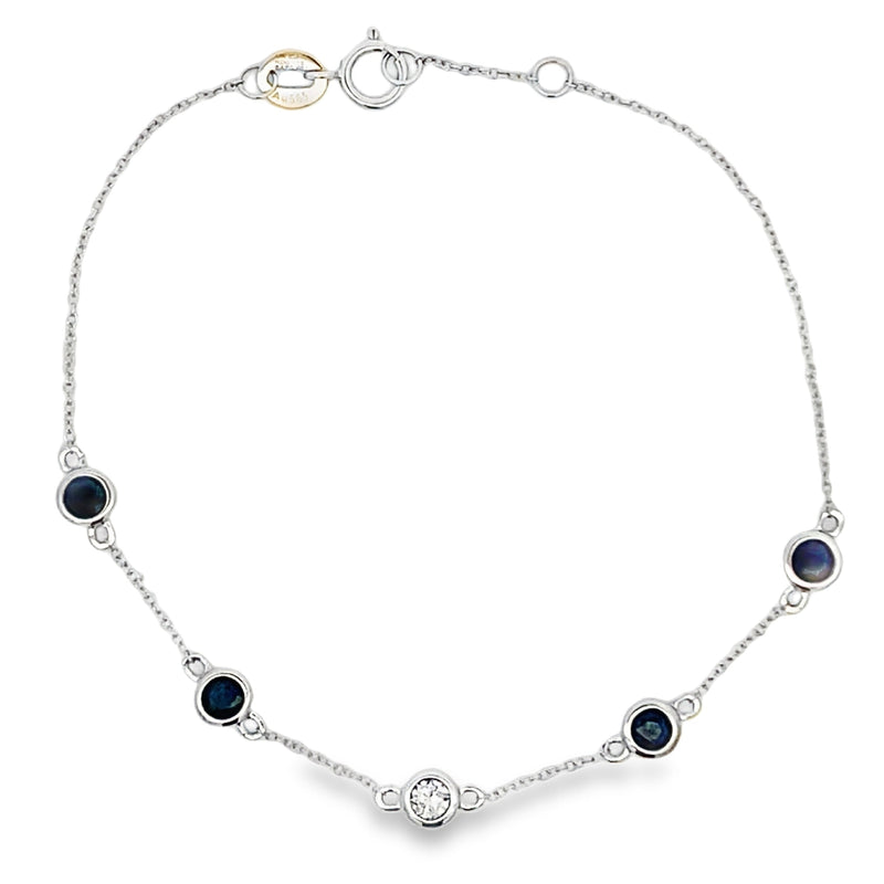 Bids.com .67ct Sapphire Diamond Bracelet 14KT White Gold Bracelets White Smoke 6.5-7